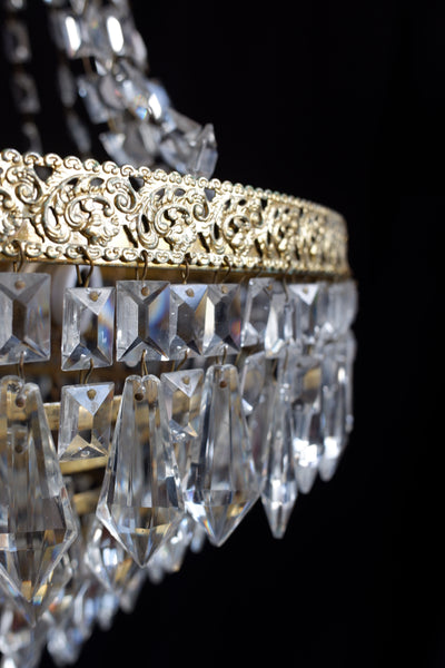 Vintage French  6 Tiered Large LEAD Crystal Lustres Chandelier Pendant Ceiling Light