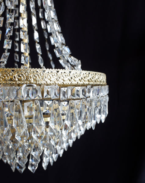 Vintage French  6 Tiered Large LEAD Crystal Lustres Chandelier Pendant Ceiling Light