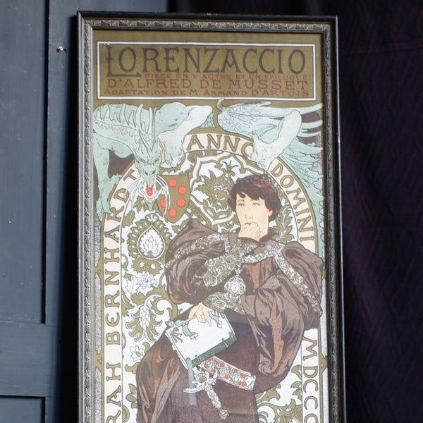 Art Nouveau MUCHA French Style Black Picture Frame Print Elegant Lady - Sarah Bernhardt - Alphonse
