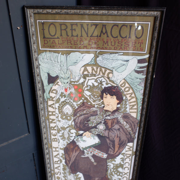 Art Nouveau MUCHA French Style Black Picture Frame Print Elegant Lady - Sarah Bernhardt - Alphonse
