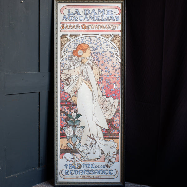 Art Nouveau MUCHA French Style Black Picture Frame Print Elegant Lady - Sarah Bernhardt - Alphonse
