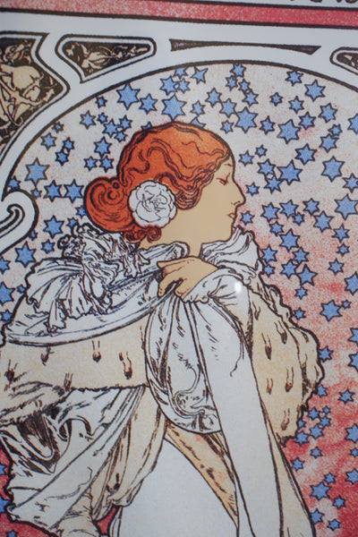 Art Nouveau MUCHA French Style Black Picture Frame Print Elegant Lady - Sarah Bernhardt - Alphonse