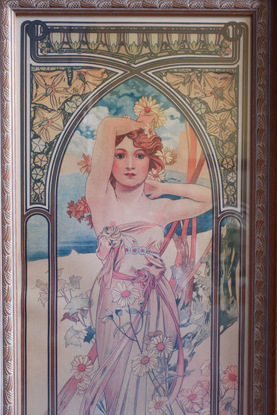 Art Nouveau Set of 4 MUCHA French Style Picture Frame Print Elegant Lady - Times Of Day - Sarah Bernhardt - Alphonse