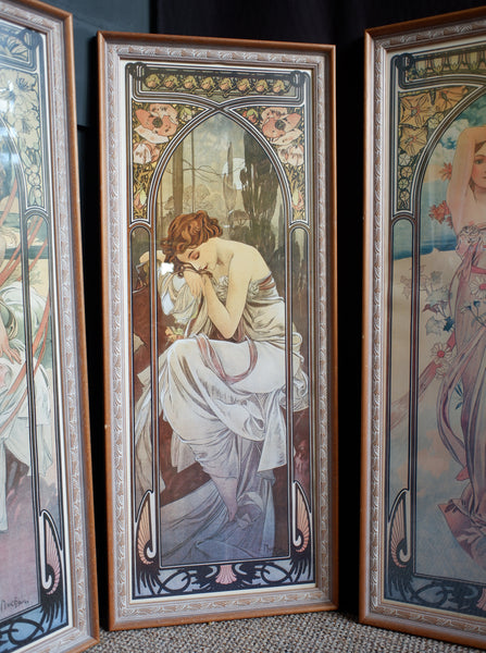 Art Nouveau Set of 4 MUCHA French Style Picture Frame Print Elegant Lady - Times Of Day - Sarah Bernhardt - Alphonse