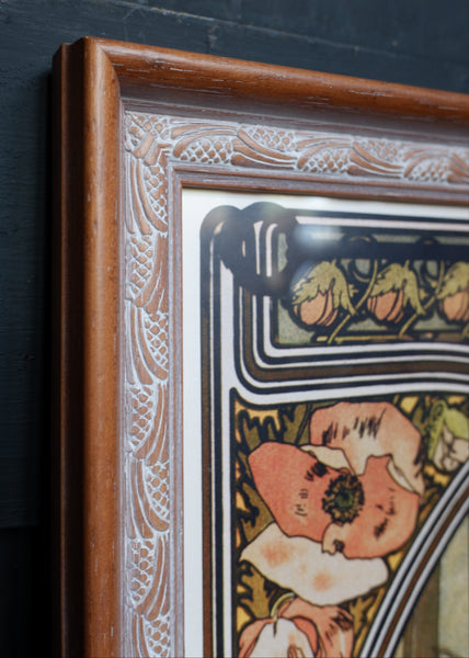 Art Nouveau Set of 4 MUCHA French Style Picture Frame Print Elegant Lady - Times Of Day - Alphonse