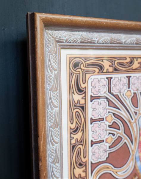 Art Nouveau Mucha Style Picture Frame Print Elegant Lady - The Seasons Autumn Alphonse