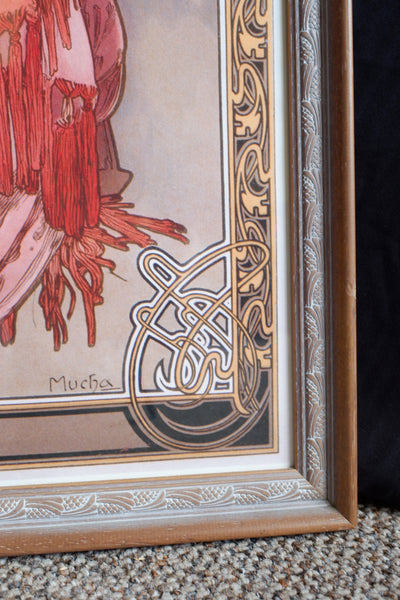 Art Nouveau Mucha Style Picture Frame Print Elegant Lady - The Seasons Autumn Alphonse