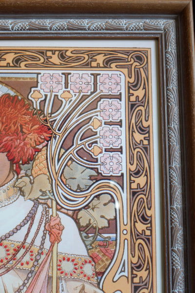 Art Nouveau Mucha Style Picture Frame Print Elegant Lady - The Seasons Autumn Alphonse