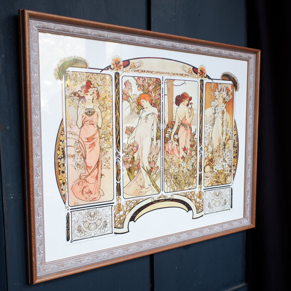 Art Nouveau MUCHA French Style Picture Frame Print Elegant Lady - The Flowers - Alphonse