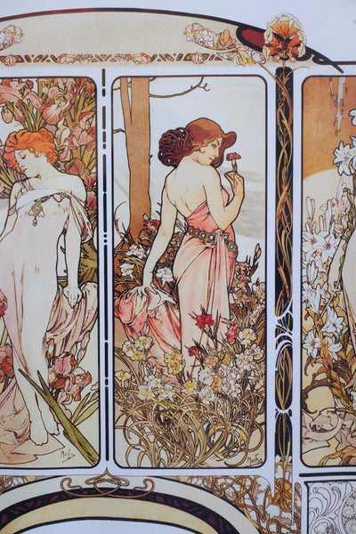 Art Nouveau MUCHA French Style Picture Frame Print Elegant Lady - The Flowers - Alphonse