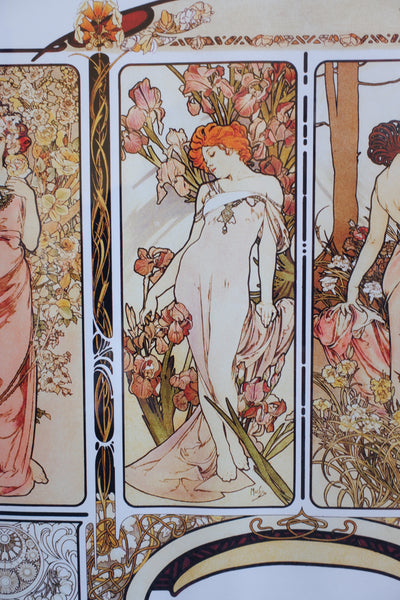 Art Nouveau MUCHA French Style Picture Frame Print Elegant Lady - The Flowers - Alphonse
