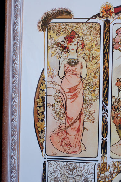 Art Nouveau MUCHA French Style Picture Frame Print Elegant Lady - The Flowers - Alphonse