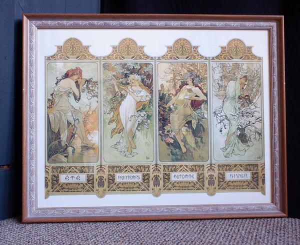 Art Nouveau MUCHA French Style Picture Frame Print Elegant Lady - Four Seasons - Alphonse