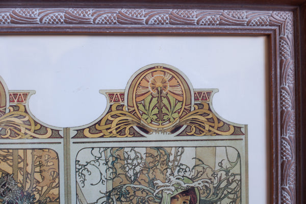 Art Nouveau MUCHA French Style Picture Frame Print Elegant Lady - Four Seasons - Alphonse