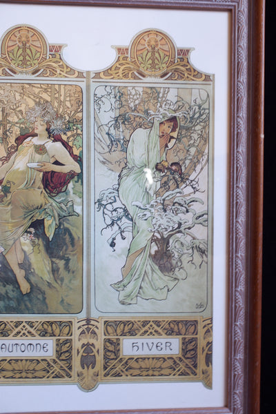 Art Nouveau MUCHA French Style Picture Frame Print Elegant Lady - Four Seasons - Alphonse