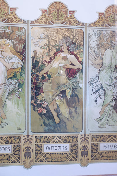 Art Nouveau MUCHA French Style Picture Frame Print Elegant Lady - Four Seasons - Alphonse
