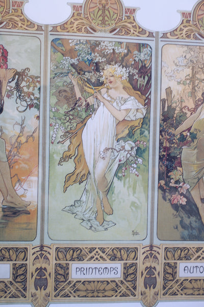 Art Nouveau MUCHA French Style Picture Frame Print Elegant Lady - Four Seasons - Alphonse