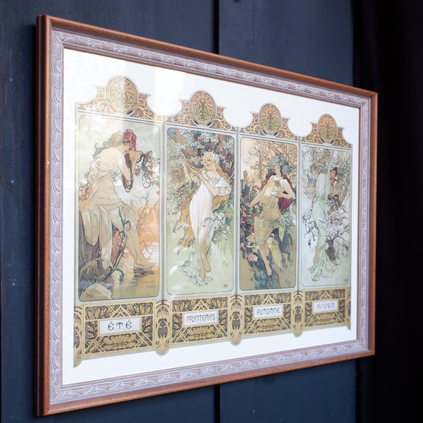 Art Nouveau MUCHA French Style Picture Frame Print Elegant Lady - Four Seasons - Alphonse
