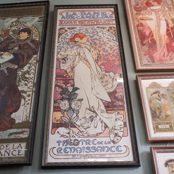 Art Nouveau MUCHA French Style Black Picture Frame Print Elegant Lady - Sarah Bernhardt - Alphonse