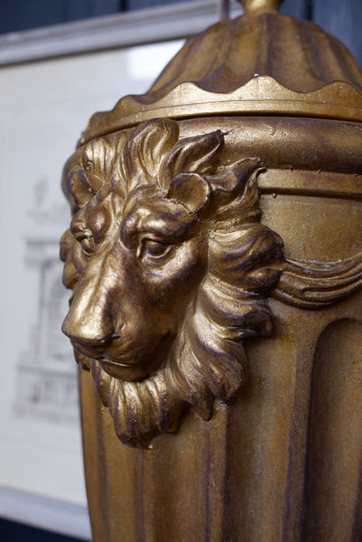 New Vintage French Style URN Finial Shabby Chic Gold Decorative Lions Head Pot