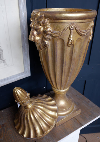 New Vintage French Style URN Finial Shabby Chic Gold Decorative Lions Head Pot
