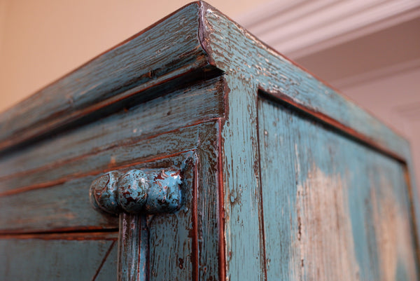 Oriental Style Tall Blue Rustic Storage Wedding Cabinet Cupboard Bookcase Armoire