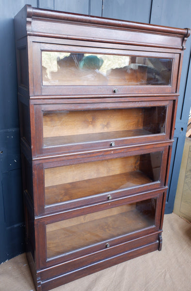 Antique Barristers BOOKCASE Oak Stacking 4 Shelf Cupboard Display Cabinet Unit