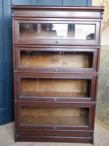 Antique Barristers BOOKCASE Oak Stacking 4 Shelf Cupboard Display Cabinet Unit