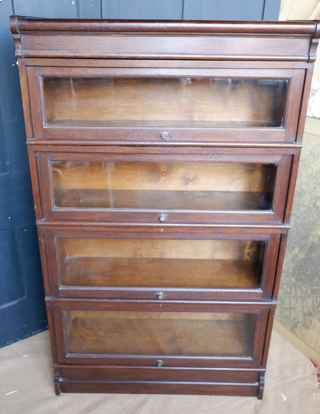 Antique Barristers BOOKCASE Oak Stacking 4 Shelf Cupboard Display Cabinet Unit