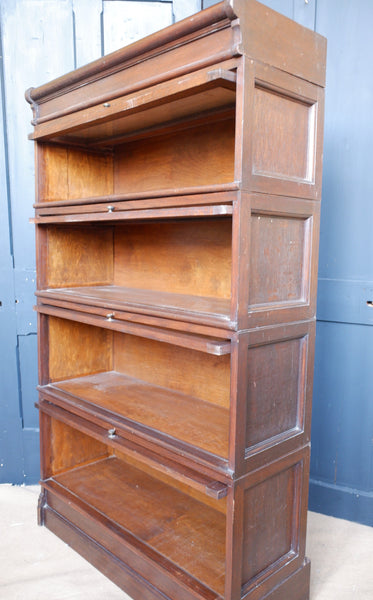 Antique Barristers BOOKCASE Oak Stacking 4 Shelf Cupboard Display Cabinet Unit