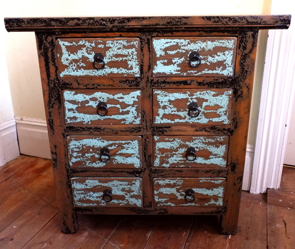 New Vintage Rustic Distressed Chest of 8 Drawers TSANG Japanese Sideboard Unit