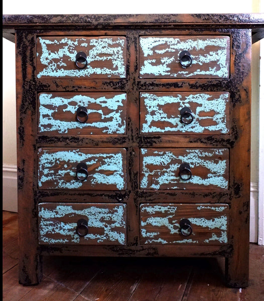 New Vintage Rustic Distressed Chest of 8 Drawers TSANG Japanese Sideboard Unit