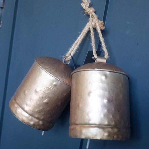 New Rustic Metal Christmas Xmas Hanging Silver Copper Large COW Bell Decoration