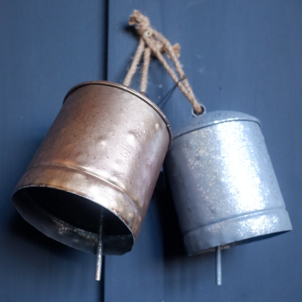 New Rustic Metal Hanging Silver/Copper Large COW Bell Decoration