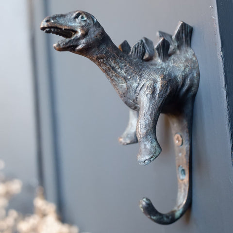 NEW Vintage Bronze Style Metal STEGOSAURUS Rustic Dinosaur Wall Coat Towel HOOK