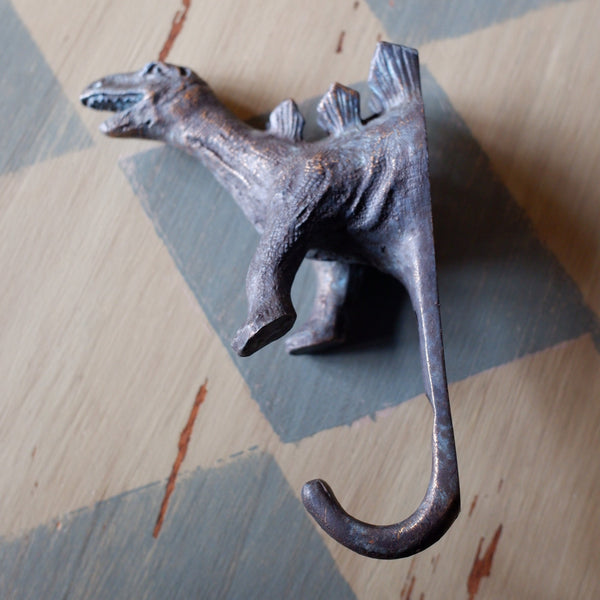 NEW Vintage Bronze Style Metal STEGOSAURUS Rustic Dinosaur Wall Coat Towel HOOK