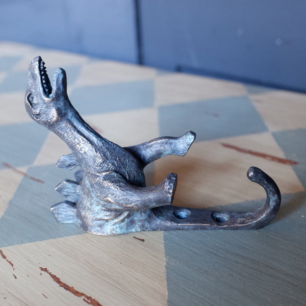 NEW Vintage Bronze Style Metal STEGOSAURUS Rustic Dinosaur Wall Coat Towel HOOK