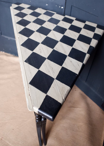 Antique Victorian RUSTIC Black Harlequin DROP Leaf Dining Sutherland Side Corner Table