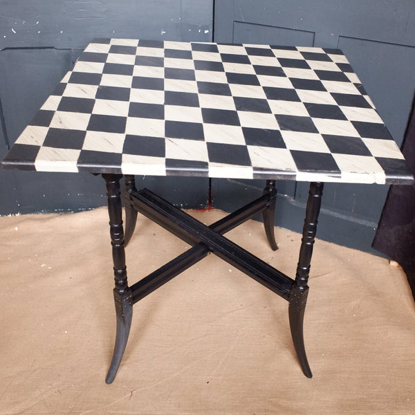 Antique Victorian RUSTIC Black Harlequin DROP Leaf Dining Sutherland Side Corner Table