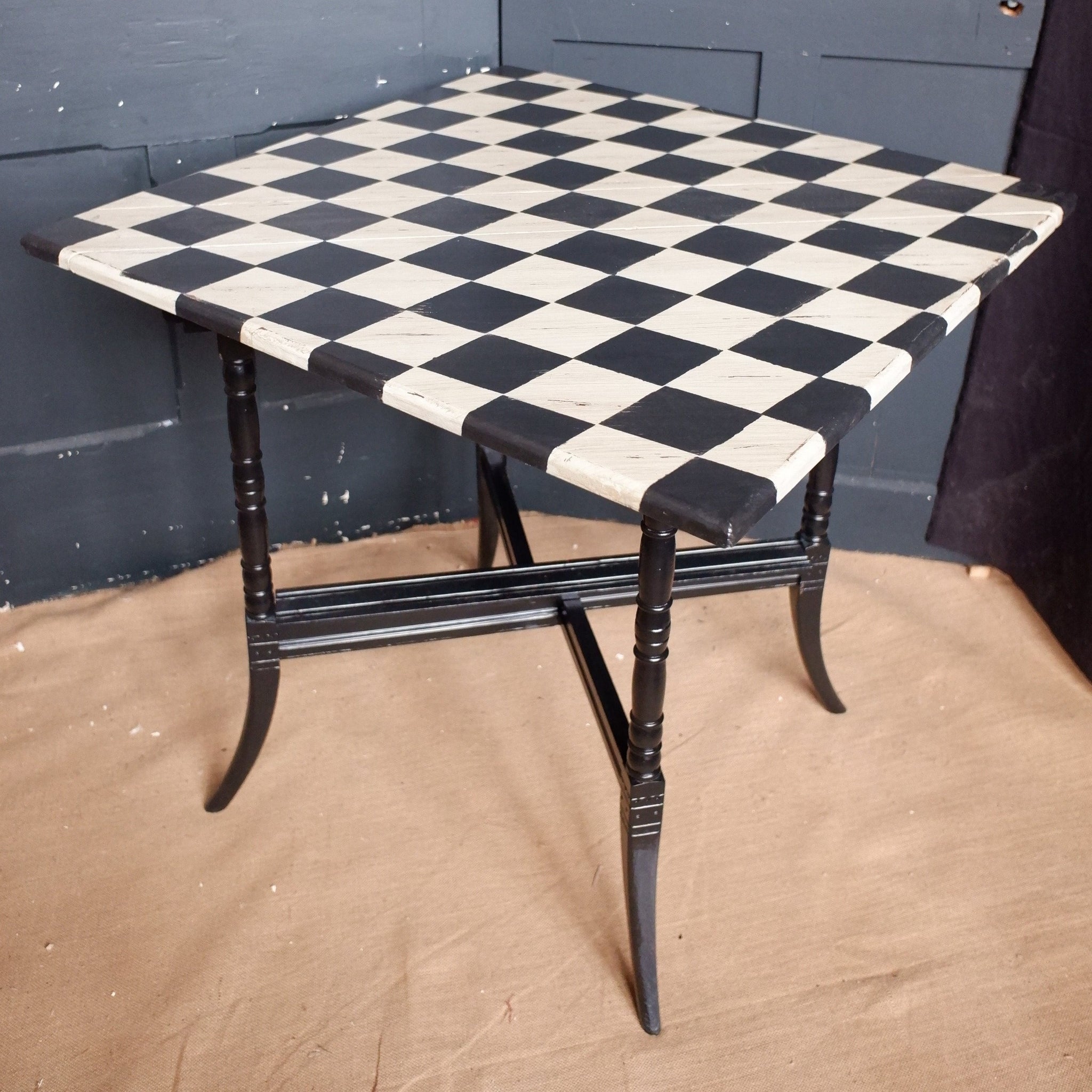 Antique Victorian RUSTIC Black Harlequin DROP Leaf Dining Sutherland Side Corner Table