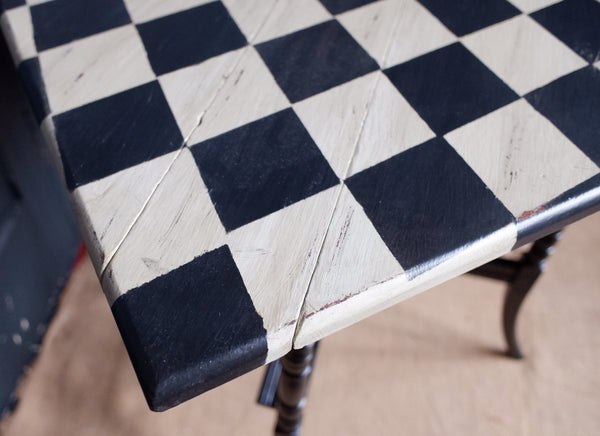 Antique Victorian RUSTIC Black Harlequin DROP Leaf Dining Sutherland Side Corner Table