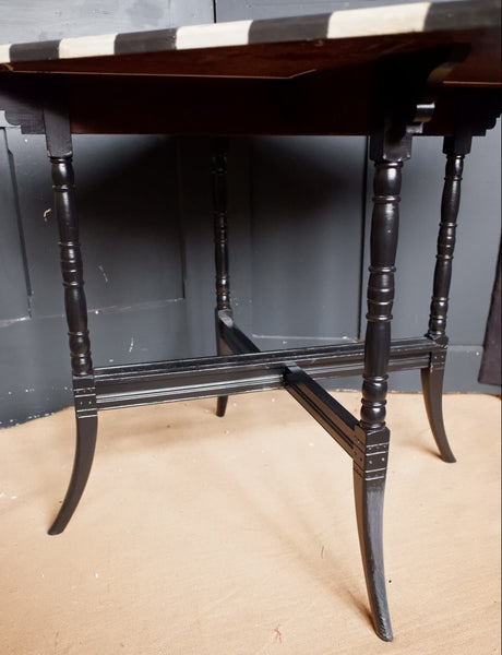 Antique Victorian RUSTIC Black Harlequin DROP Leaf Dining Sutherland Side Corner Table