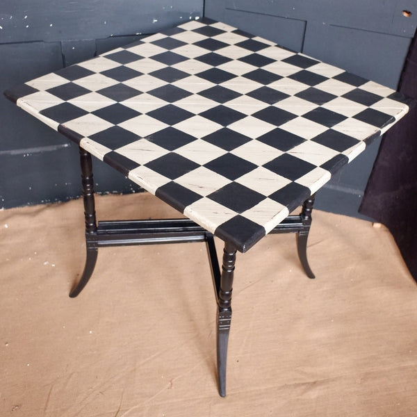 Antique Victorian RUSTIC Black Harlequin DROP Leaf Dining Sutherland Side Corner Table