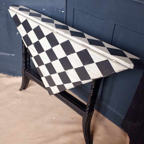 Antique Victorian RUSTIC Black Harlequin DROP Leaf Dining Sutherland Side Corner Table