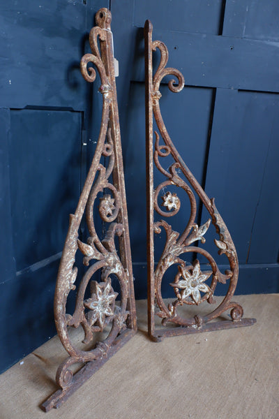 Antique Architectural Pair of Large Victorian Wall BRACKETS Cast Iron Supports