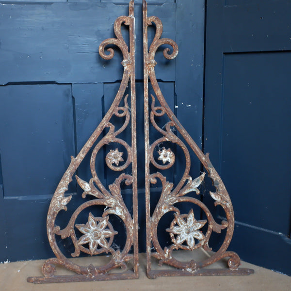 Antique Architectural Pair of Large Victorian Wall BRACKETS Cast Iron Supports