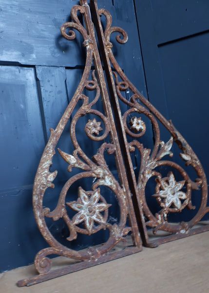 Antique Architectural Pair of Large Victorian Wall BRACKETS Cast Iron Supports