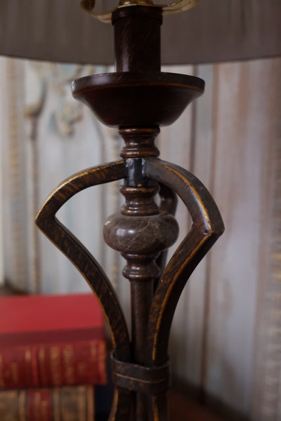 Antique French Style Marble & Metal Table Bedside Ornate Lamp
