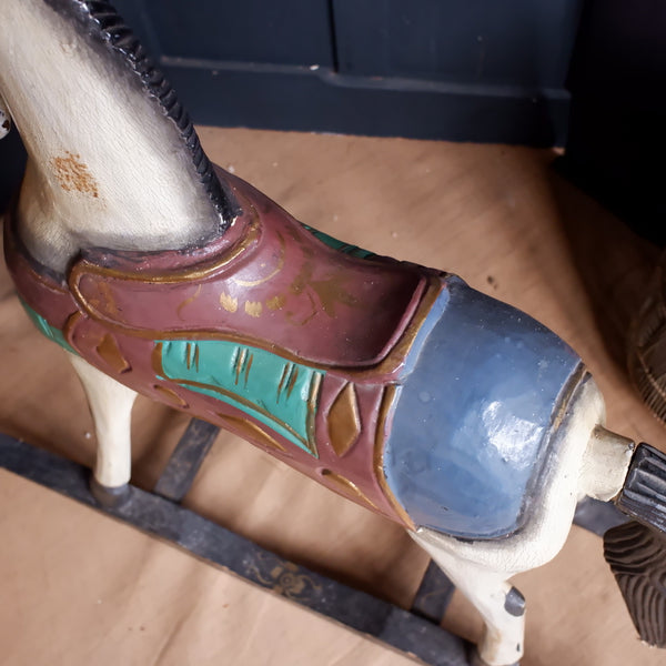 Vintage Wooden Rocking Horse Ornate Shabby Chic Rustic Decorative Painted Ornaments - 2 Sizes