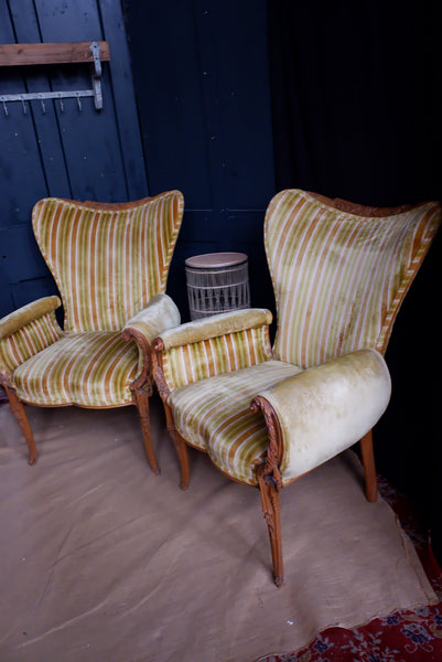 Vintage Armchair FRENCH Louis Throne Carved Ornate Boudoir Chair - 2 Available